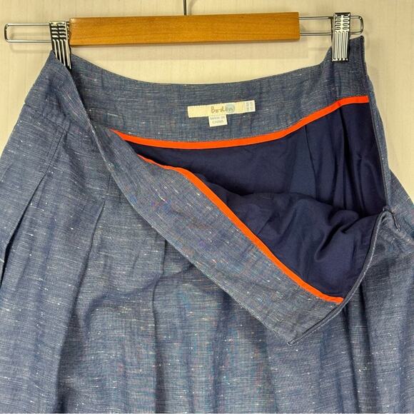 Boden Chambray Blue Pleated A-Line Mini Skirt Women’s Size 6 Regular Minimalist - Picture 4 of 6